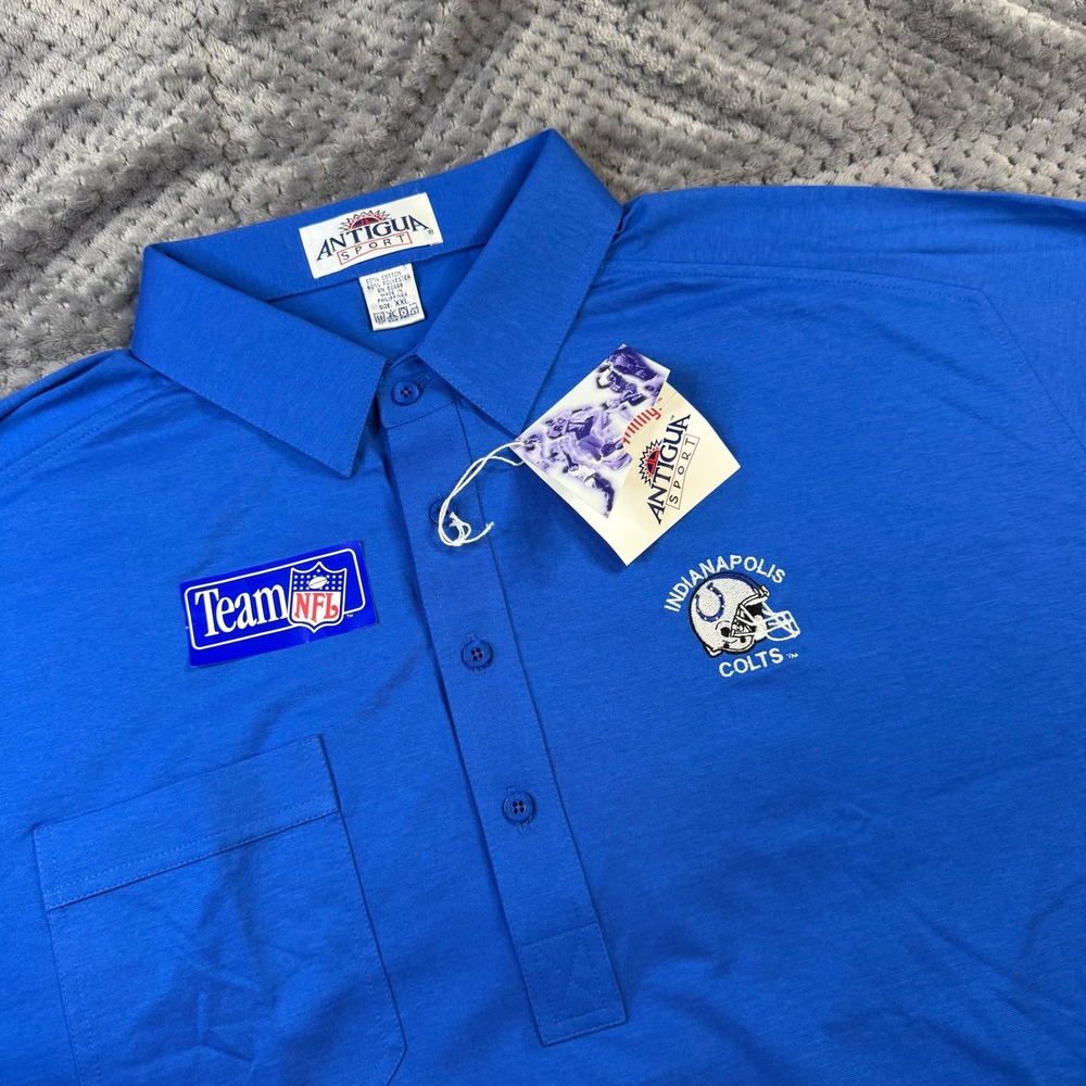 Vintage Antigua Indianapolis Colts NFL Polo Shirt Blue Mens XXL NWT 90s Sport